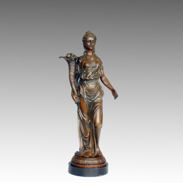 Figura feminina Arte Bronze Escultura Jardim Flor Senhora Estátua de Bronze TPE-549/550
